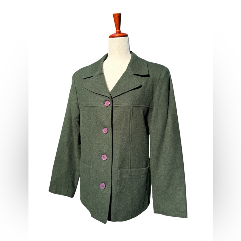 SANDRO - Green Wool Jacket Size 10 - Picture 7 of 7